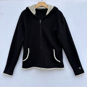Kuhl Womens Alfpaca Fleece Full Zip Hoodie Jacket XLarge Black Thumb Holes